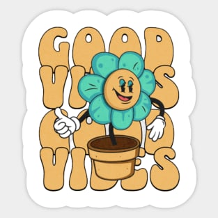 good vibes smily flower Sticker